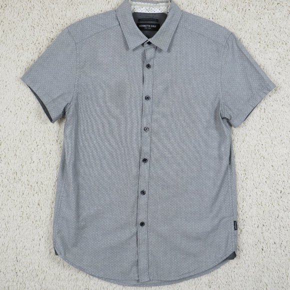 Kenneth Cole* Men's‎ Short Sleeve Button Down Shirt Size Small Gray - Picture 1 of 8